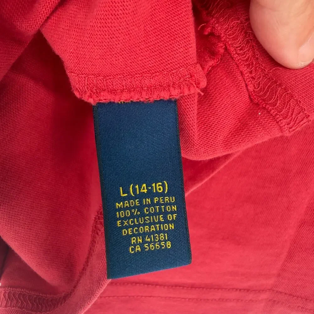 Ralph Lauren Boy T-shirt Big Pony‎ Logo Red Size L 14-16 Years Cotton